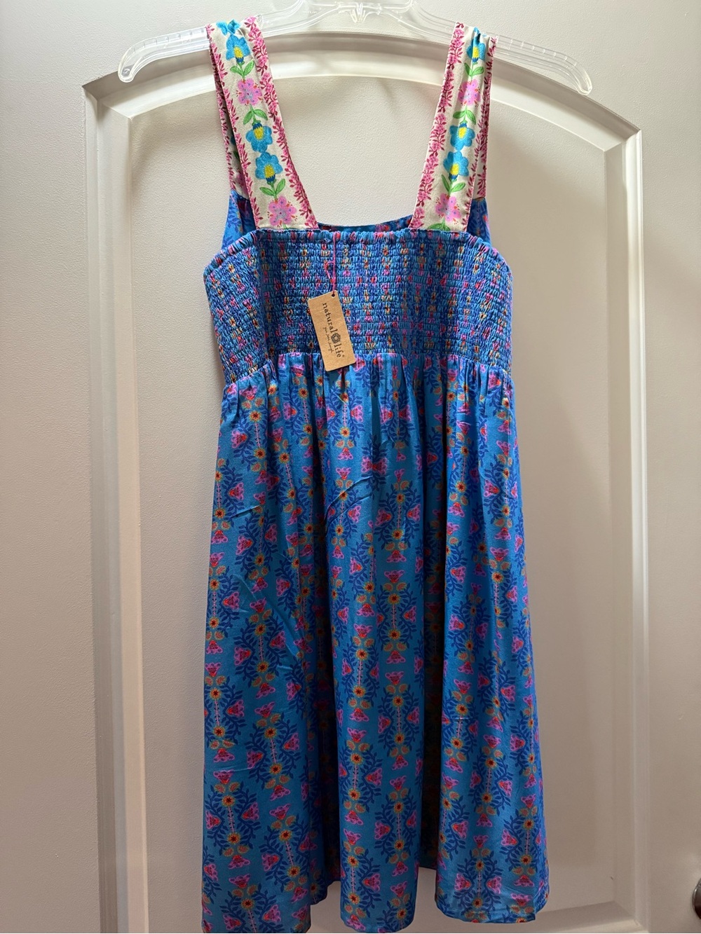 NATURAL LIFE Tricia mini Blue Floral Maxi Dress with Embroidered Straps - Picture 8 of 10